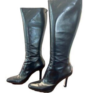 Jimmy Choo Ellen Navy Leather Knee High Boots 40 EUC w/ Box & Dust Bags